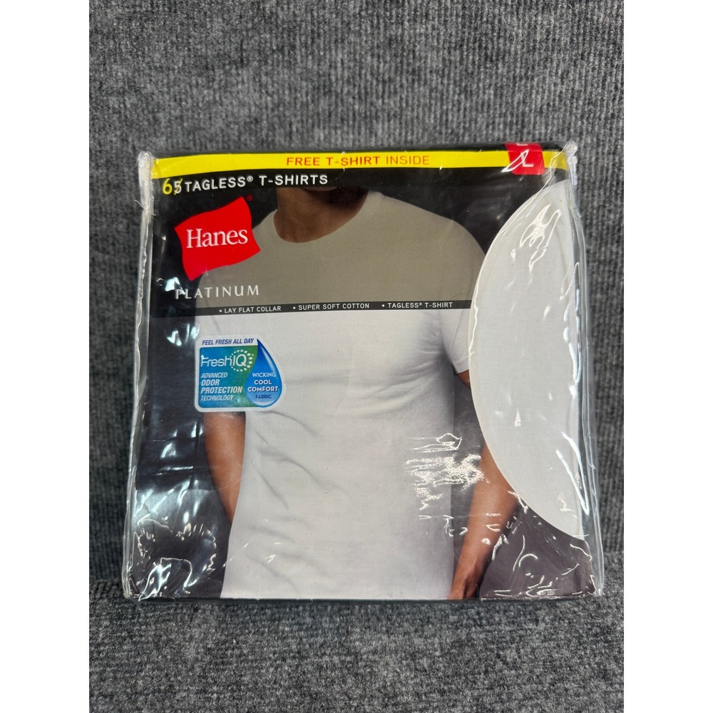 Hanes Platinum Mens 6+1 Bonus Pack Tagless White Crewneck T-Shirts Size Large